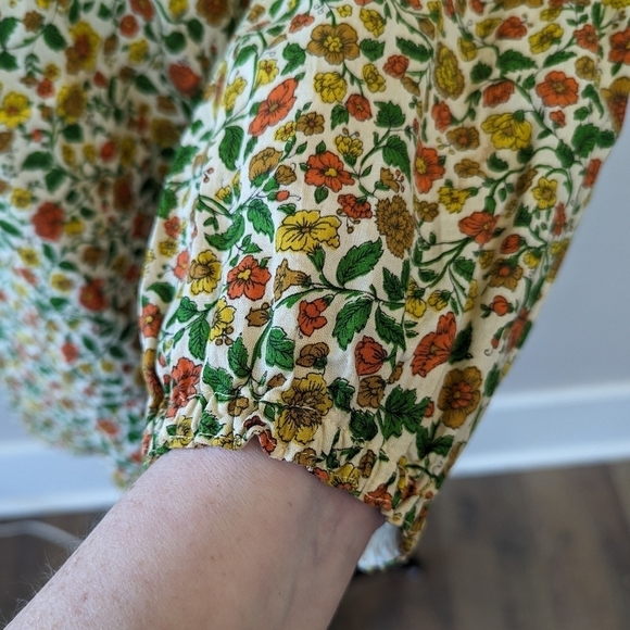 Vintage 70s Prairie Handmade Floral Flutter Sleeve Top Ditsy - Picture 9 of 15